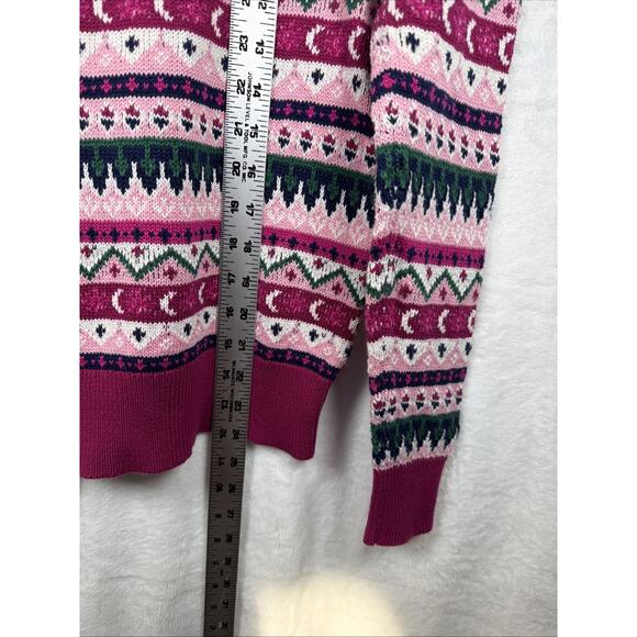J. Crew Fair Isle Crew Neck Sweater Sz XS Pink Blue White Green All Over Striped - Picture 5 of 9